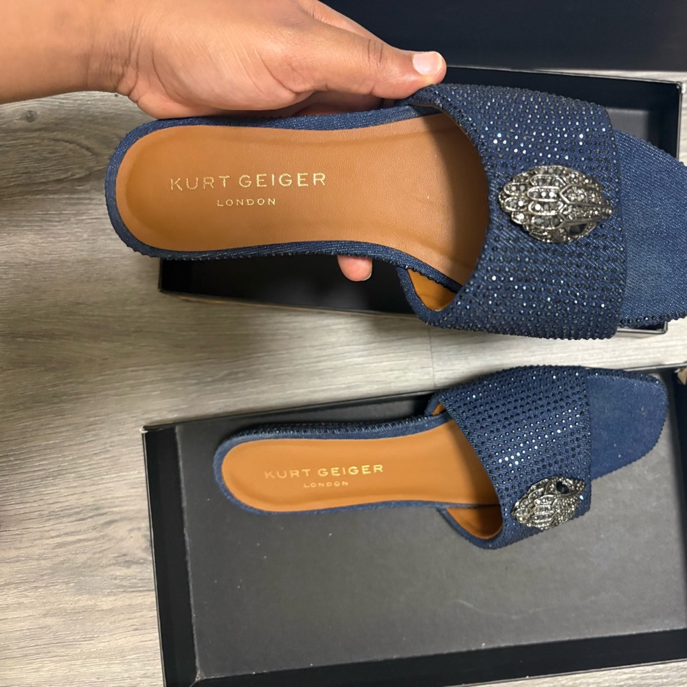 Kurt Geiger Navy Embellished Sandals